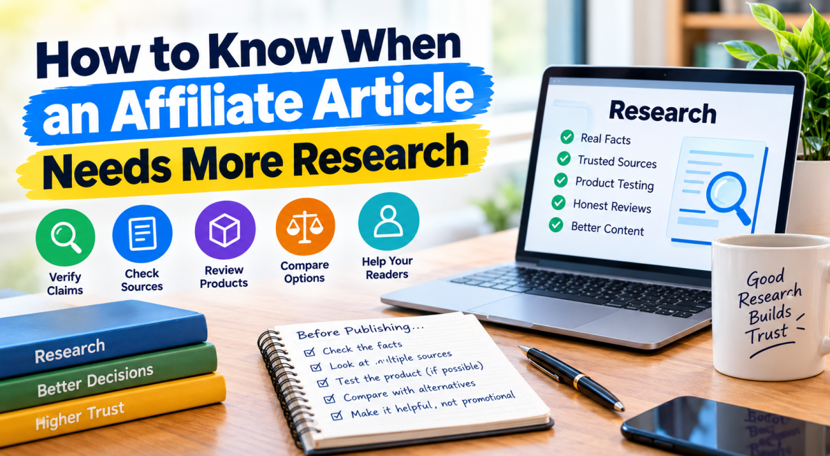 How to know when an affiliate article needs more research